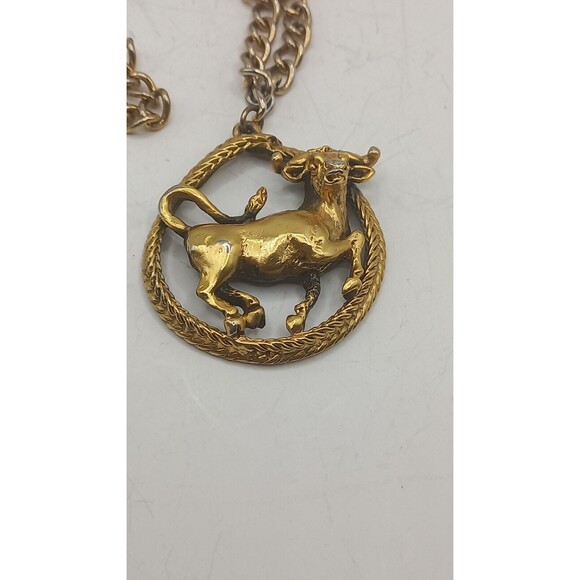 Signed Tortolani Taurus the Bull Zodiac Pendant Necklace April/May - Picture 6 of 12
